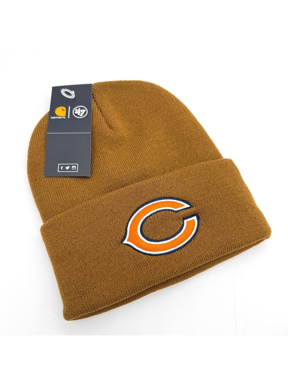 Carhartt x ‘47 Chicago Bears NFL Brown Knit Cuffed Beanie Hat Embroidered NWT